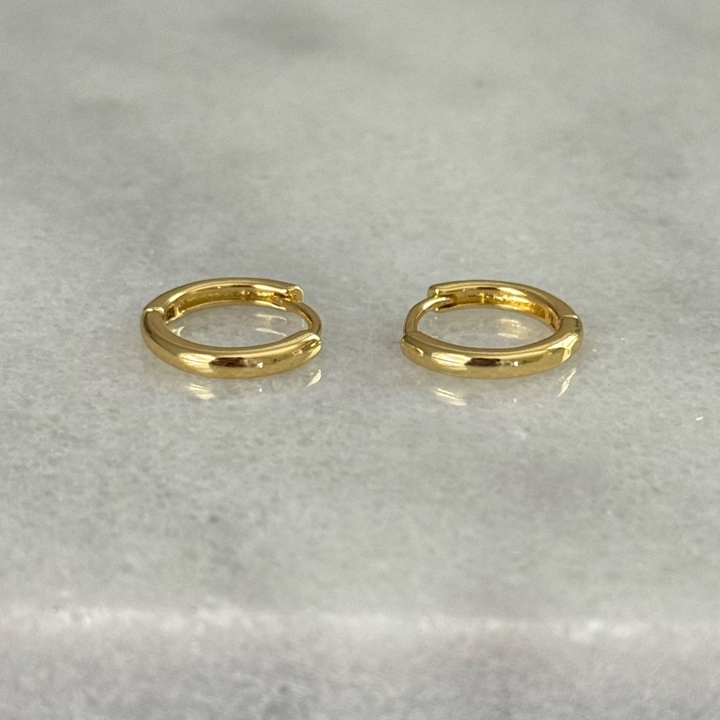 Gold Solid Huggie Hoop Sterling Silver Earrings Brand New